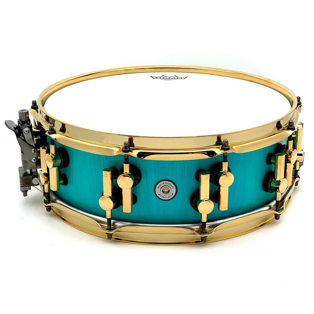 Used Sonor SQ2 Medium Maple Snare Drum 14x5 Vintage Azure w/Gold & Black Hw - Drum Center Of Portsmouth