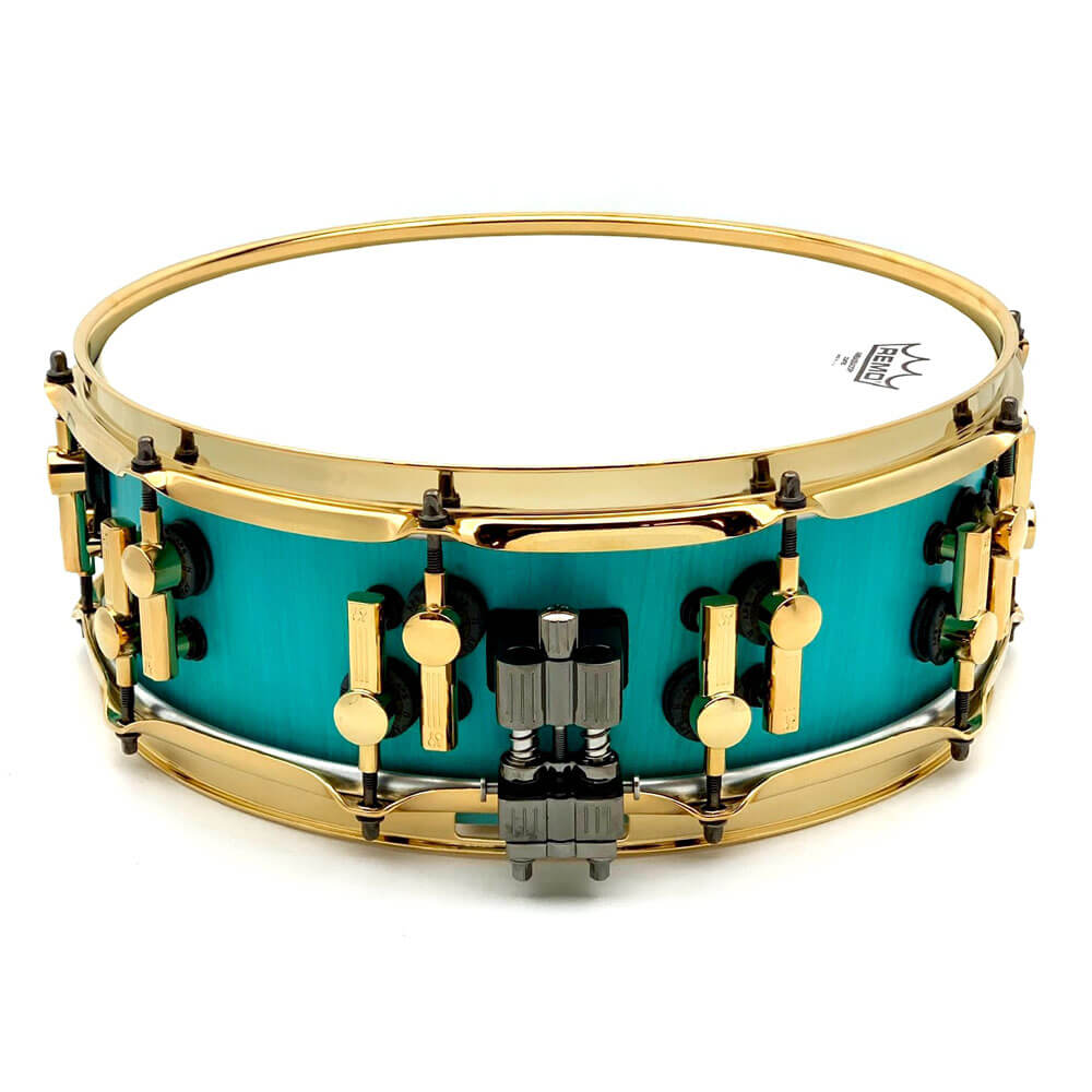 Used Sonor SQ2 Medium Maple Snare Drum 14x5 Vintage Azure w/Gold & Black Hw - Drum Center Of Portsmouth
