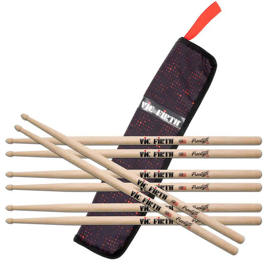 Vic Firth FS5A Drum Stick Bundle - 4 Pairs w/FREE Essentials Red Dot Stick Bag - Drum Center of Portsmouth