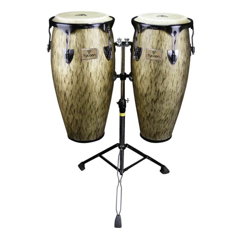 Tycoon Percussion Kinetic Gold Series Congas - Black Powder with Double Stand 10 inch. & 11 inch.