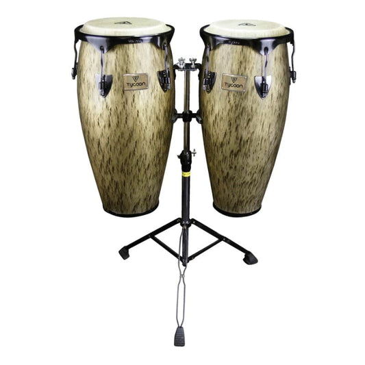 Tycoon Percussion Kinetic Gold Series Congas - Black Powder with Double Stand 10 inch. & 11 inch.