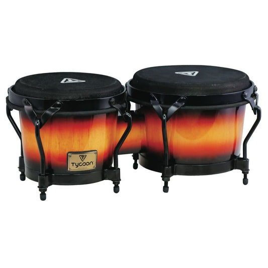 Tycoon Percussion 7&8 1/2 Supremo Sunburst Series Bongos with Black Powder-Coated Hardware