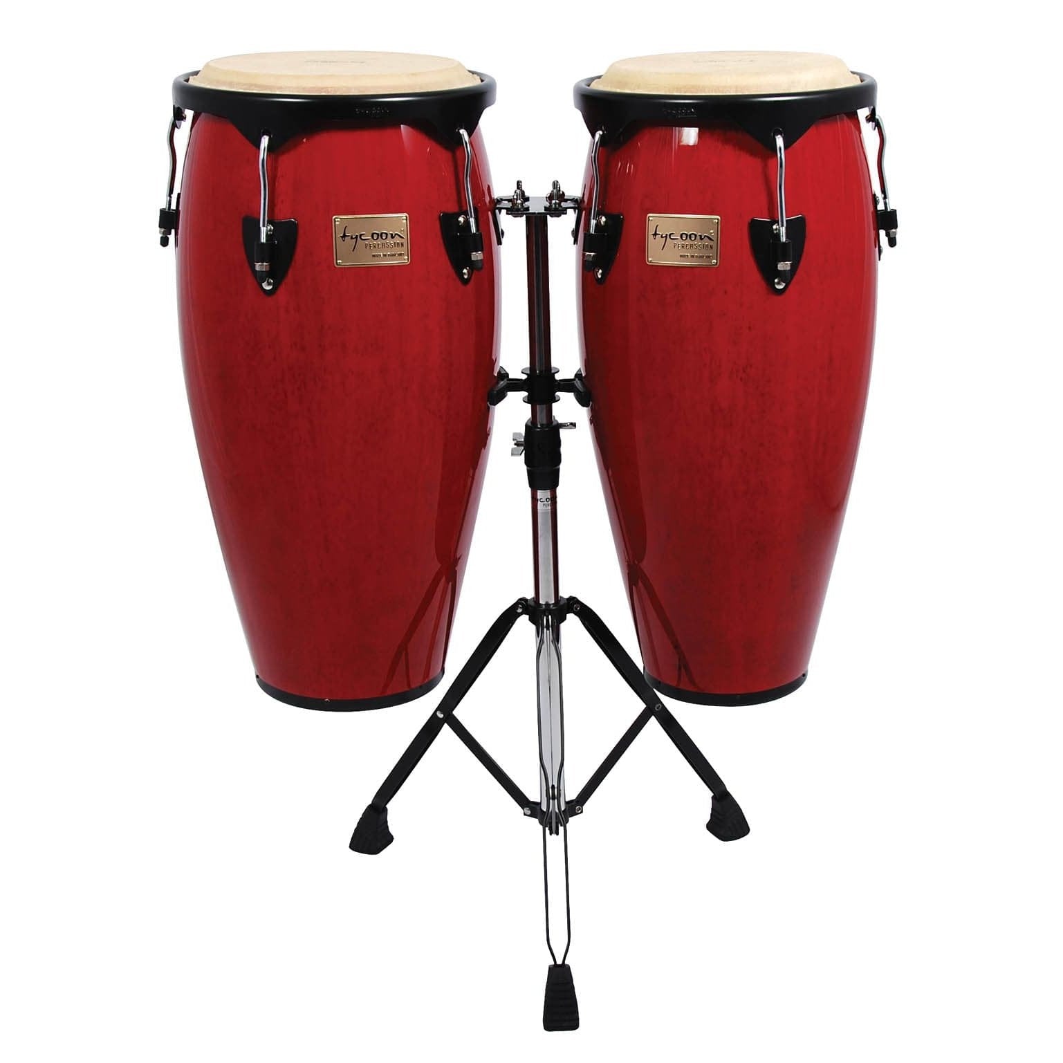 Tycoon 10 & 11 Red Supremo Congas With Double Stand 2 Box Set