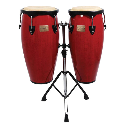 Tycoon 10 & 11 Red Supremo Congas With Double Stand 2 Box Set