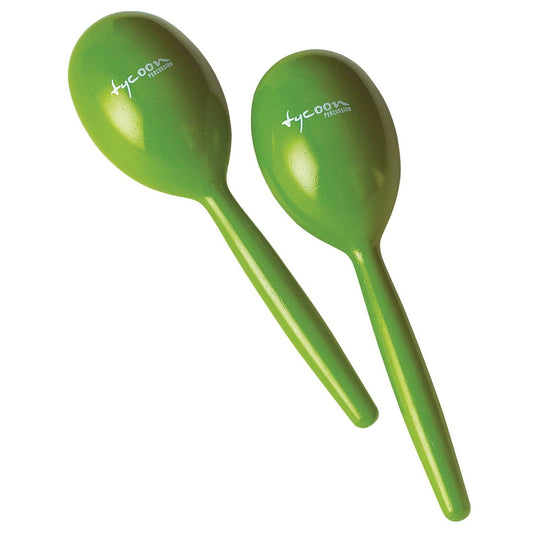 Tycoon Percussion Wood Maracas - Green Sparkle Finish