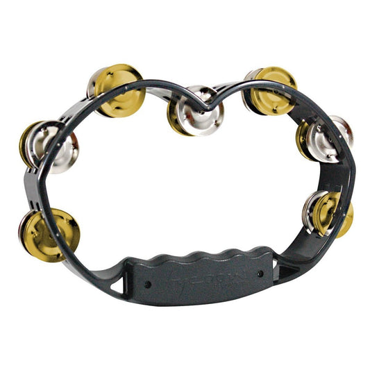 Tycoon Percussion Black Plastic Hand Held Tambourine With Bright Mixed Jingles