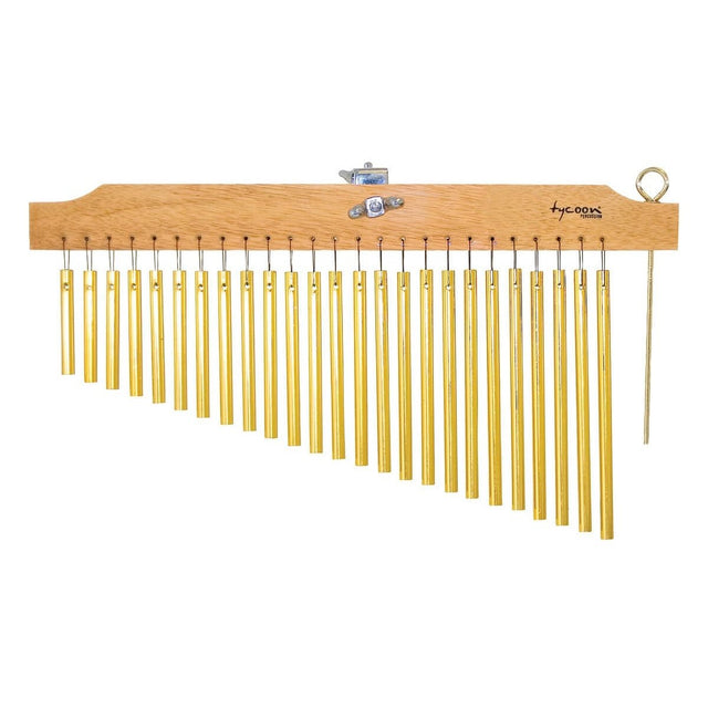 Tycoon Percussion 25 Gold Chimes With Natural Finish Wood Bar