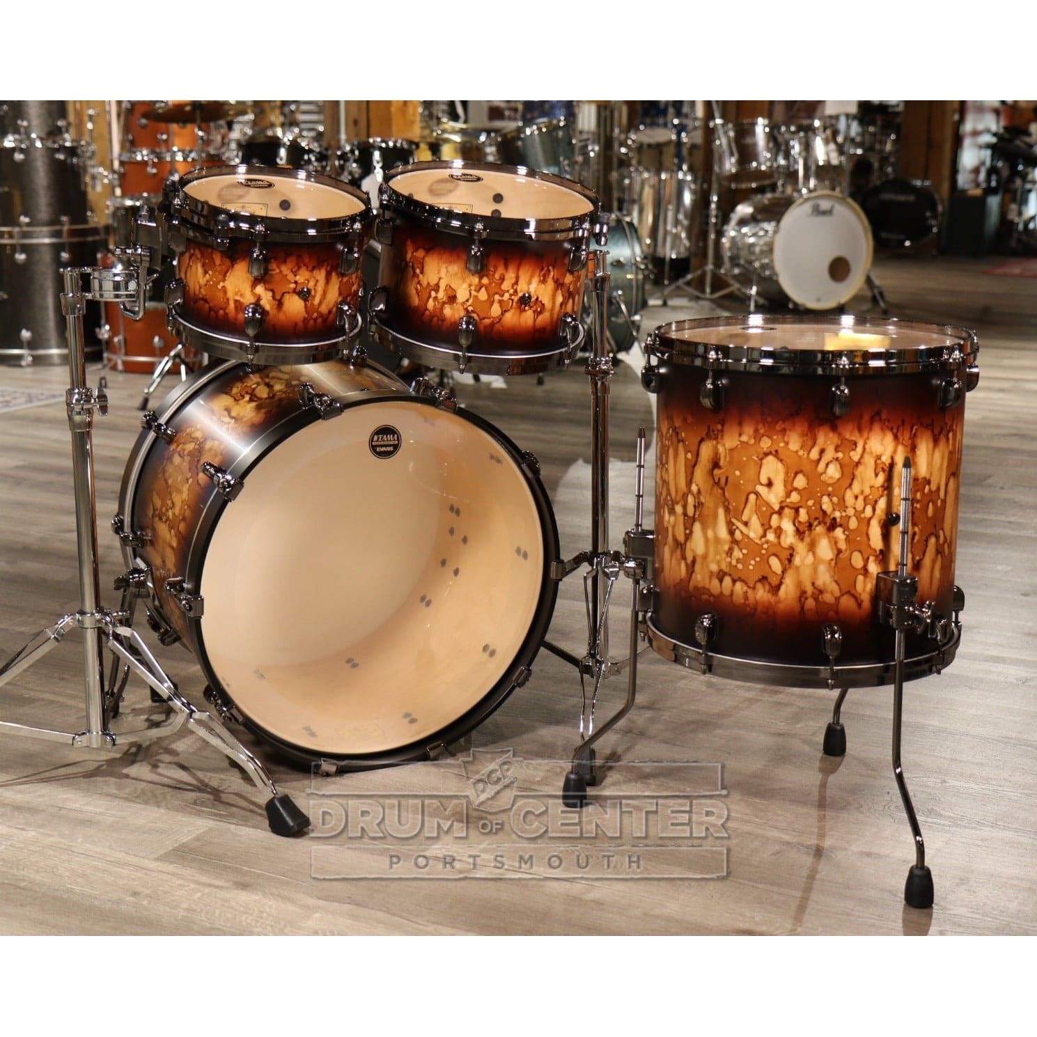 Tama Starclassic Maple 4pc Drum Set Molten Satin Brown Burst w/Black Nickel Hw