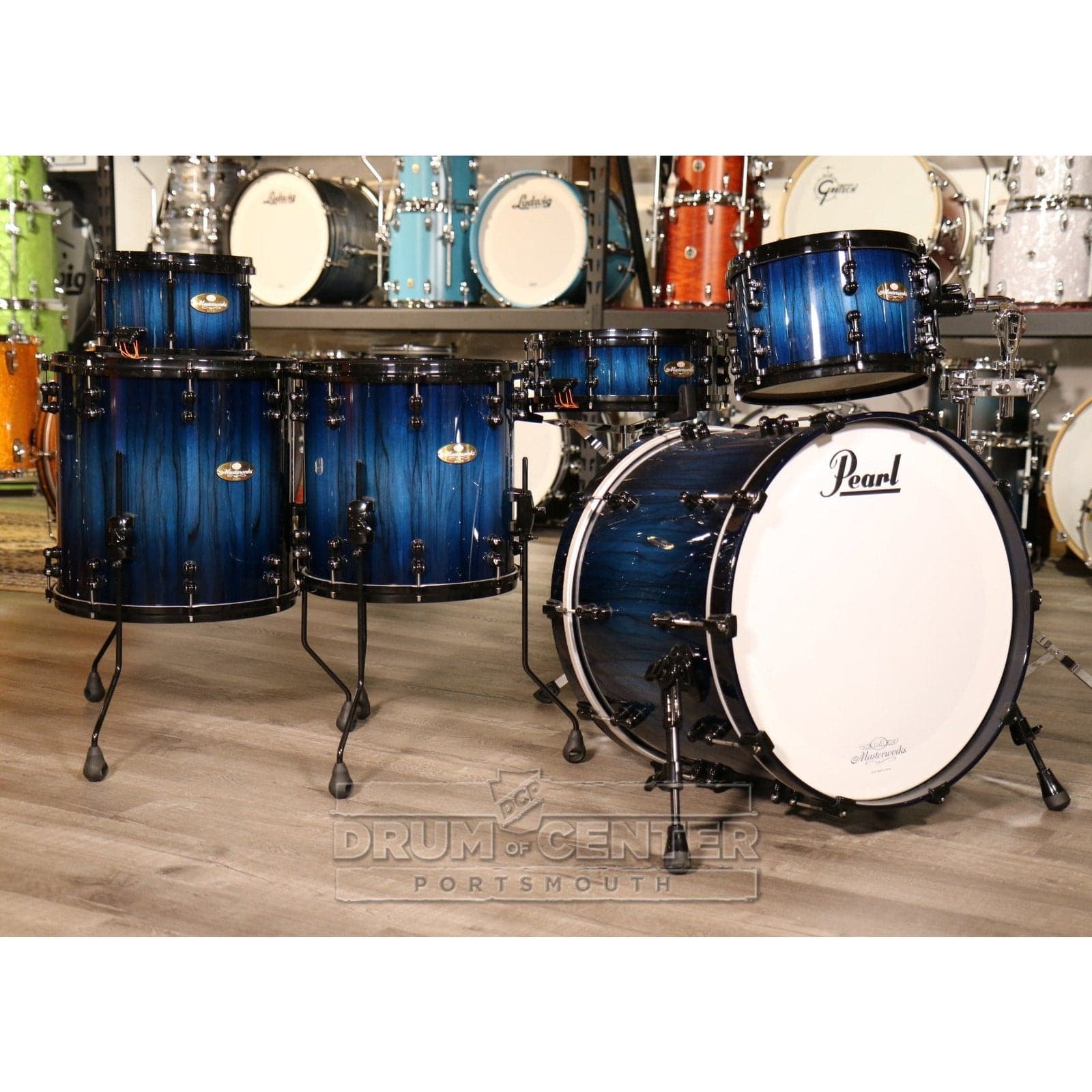 Pearl Masterworks 6pc Drum Set - Artisan Blueburst w/Black Chrome Hardware