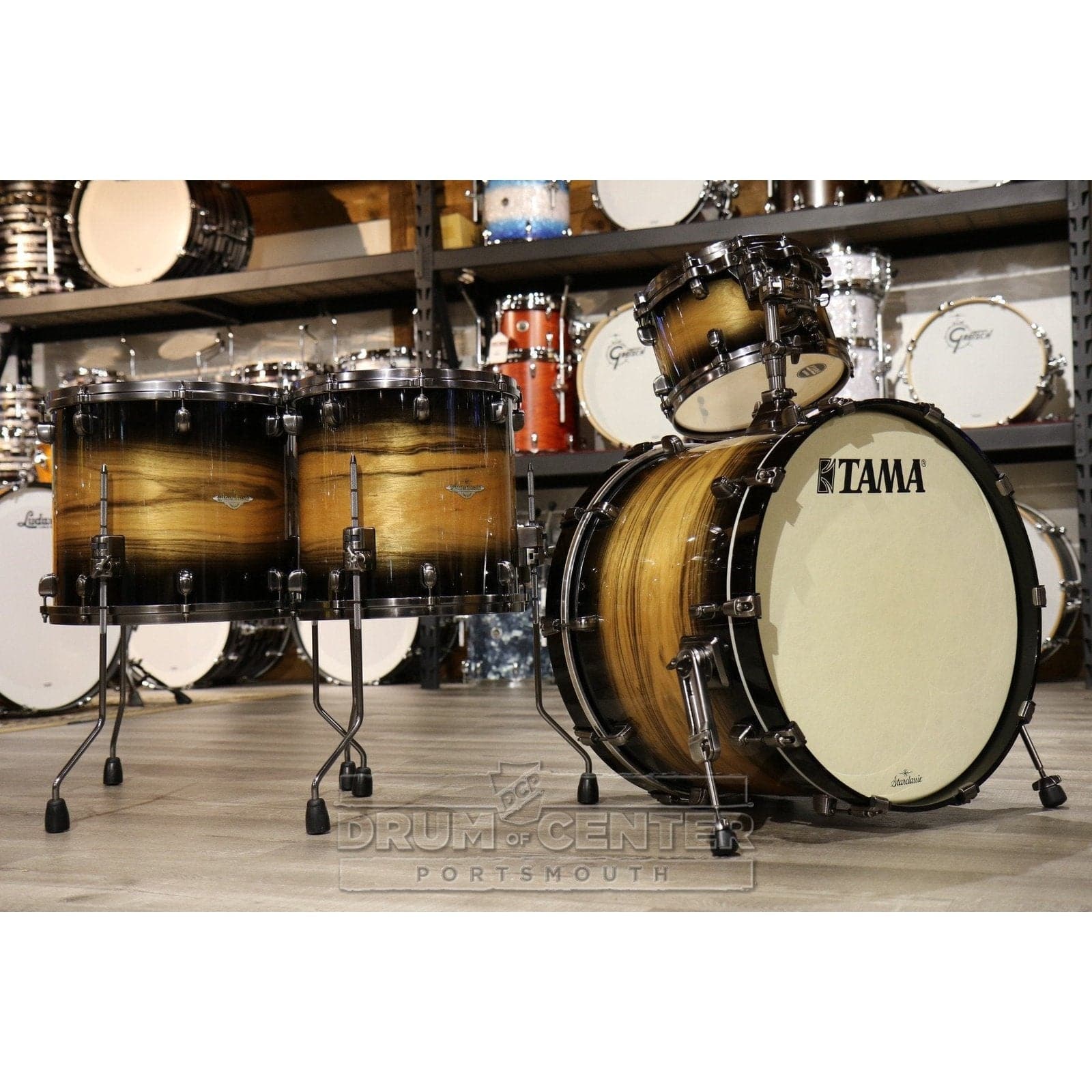 Tama Starclassic Maple 4pc Drum Set 22/12/14/16 Natural Pacific Walnut Burst w/Smoked Black Hw