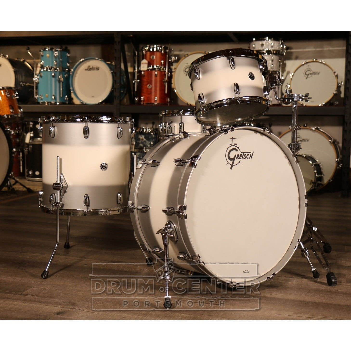 Gretsch Brooklyn 4pc Rock Drum Set Silver Mist Duco