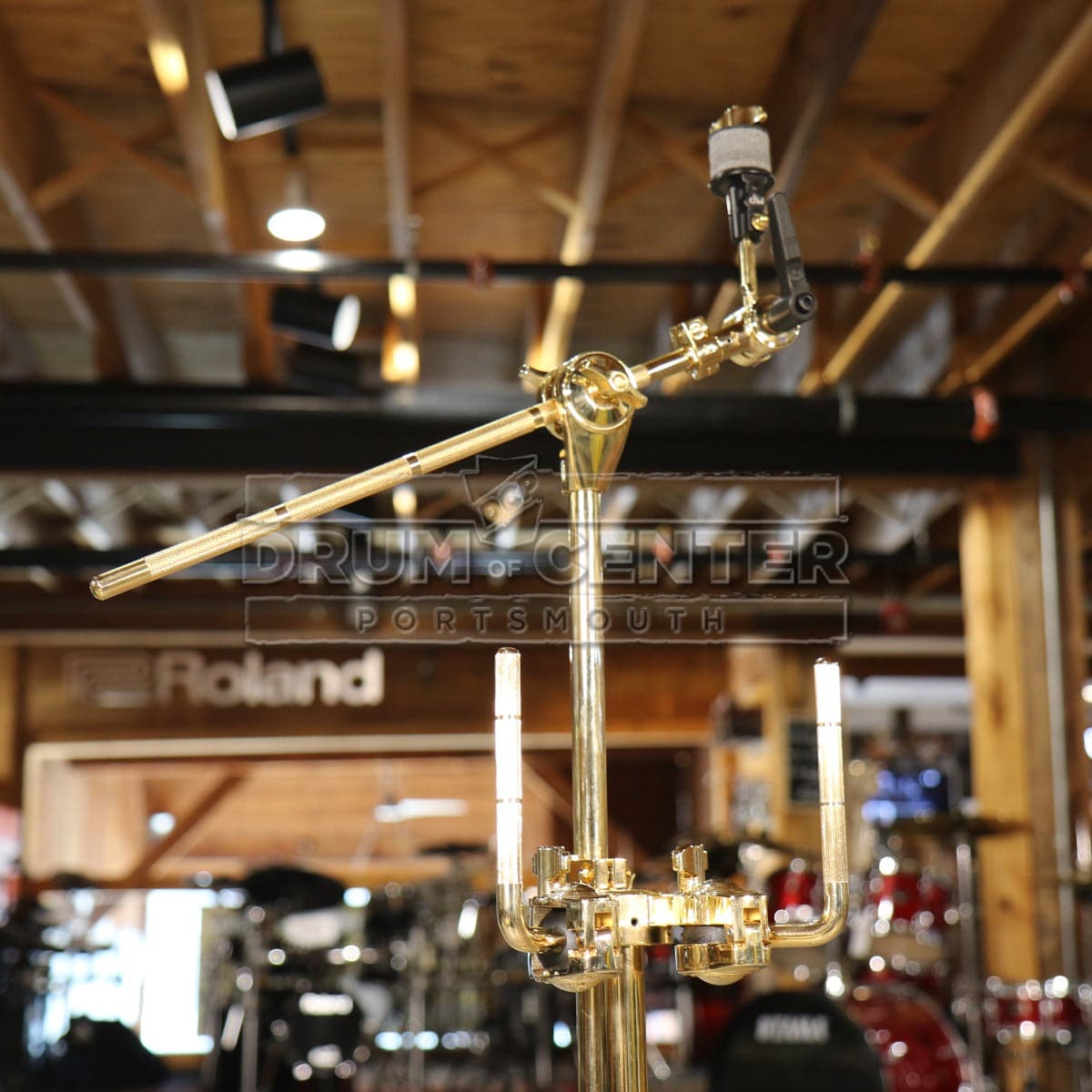 DW DWCP9934GD 9000 Series Double Tom Stand with 934 Cymbal Boom Arm Gold
