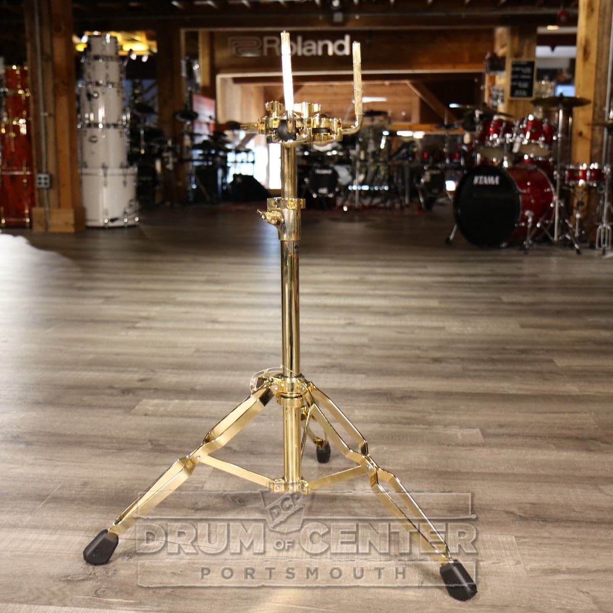 DW DWCP9934GD 9000 Series Double Tom Stand with 934 Cymbal Boom Arm Gold