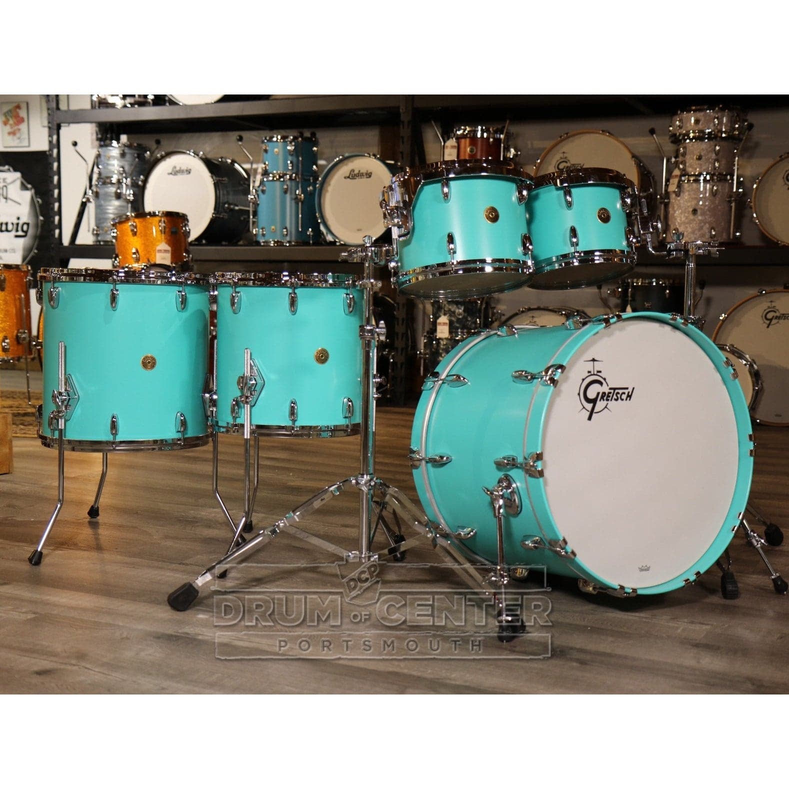 Gretsch USA Custom 5pc Drum Set Satin Seafoam Green