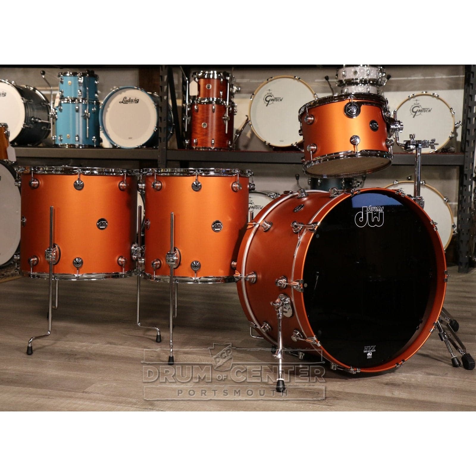 DW Performance 4pc Drum Set 24/13/16/18 Hard Satin American Rust