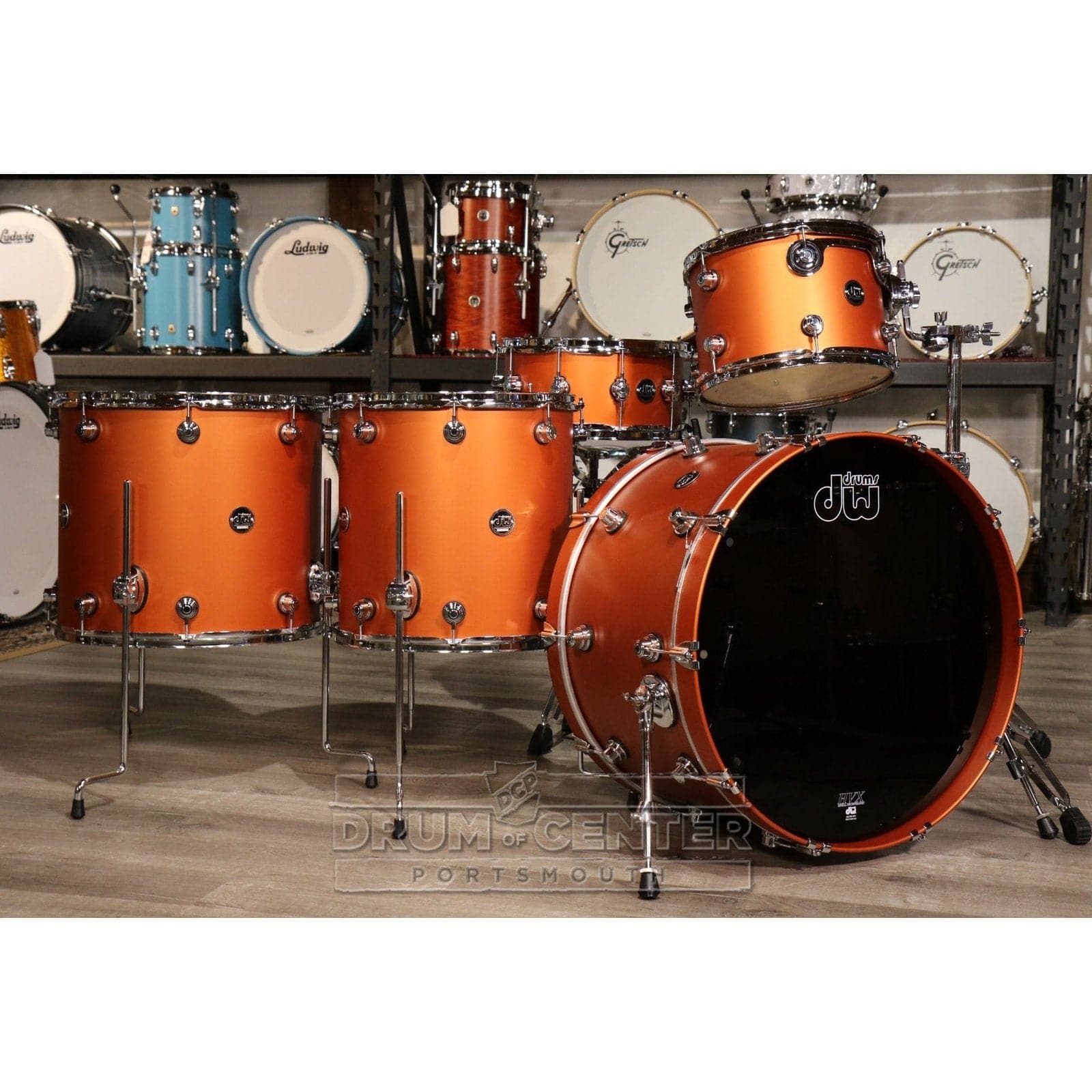 DW Performance 5pc Drum Set 24/13/16/18/14 Hard Satin American Rust