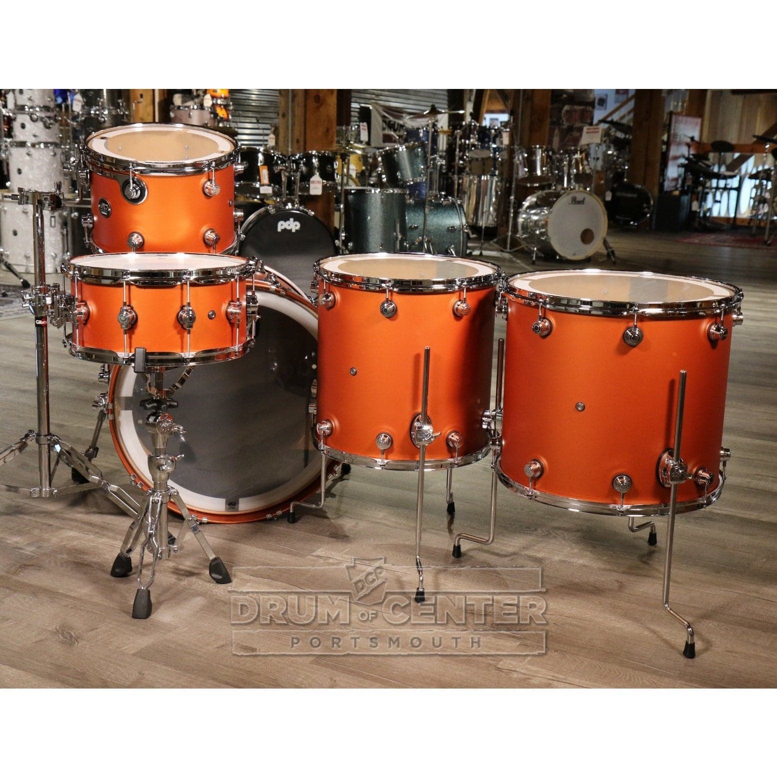 DW Performance 5pc Drum Set 24/13/16/18/14 Hard Satin American Rust