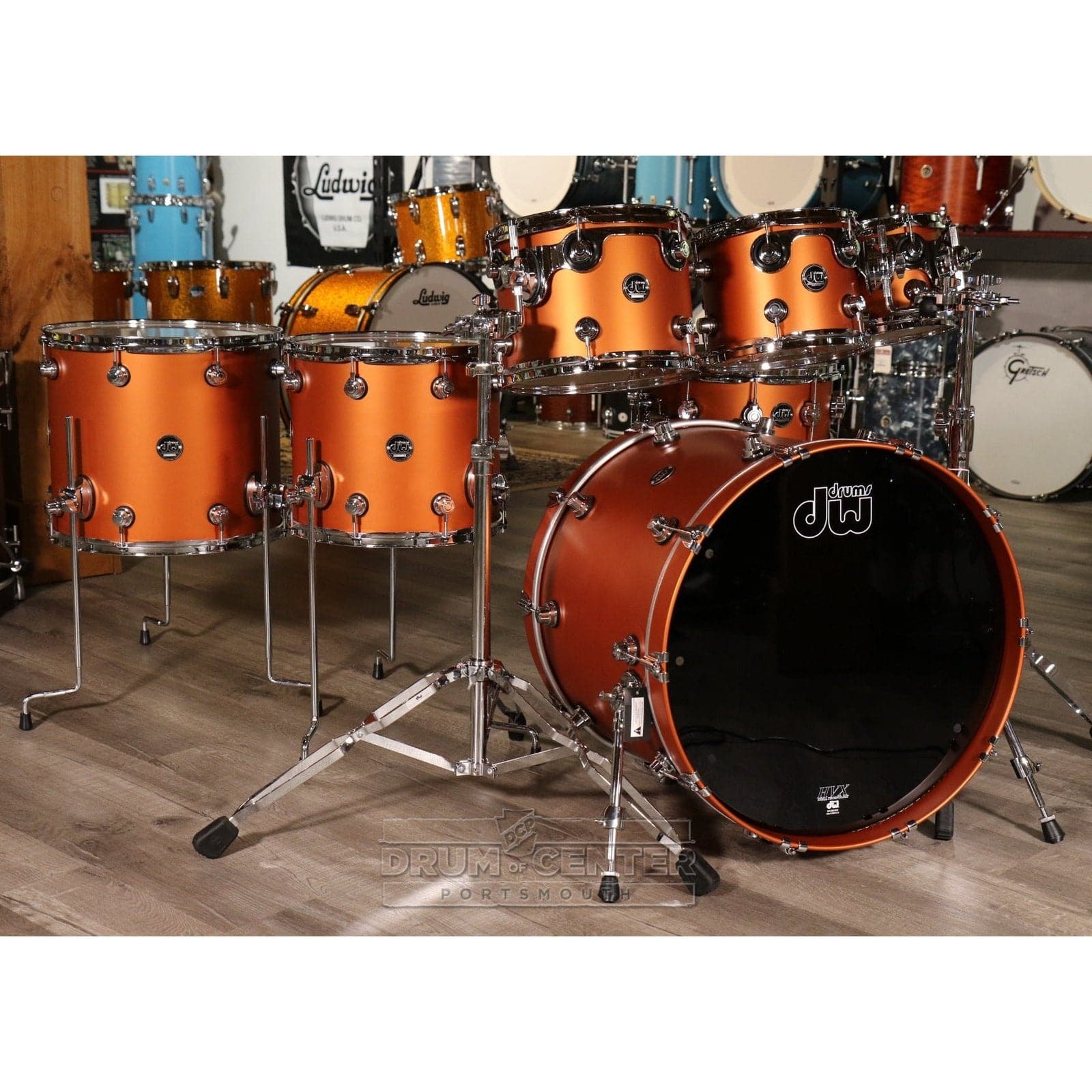 DW Performance 7pc Drum Set 22/8/10/12/14/16/14 Hard Satin American Rust