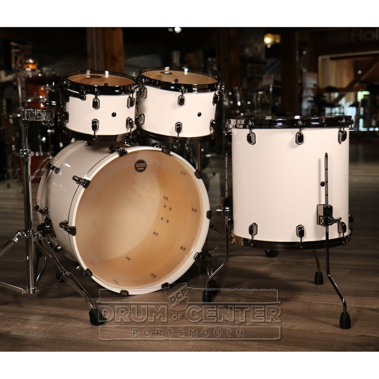 Tama Starclassic Maple 4pc Drum Set Piano White w/Black Nickel Hw