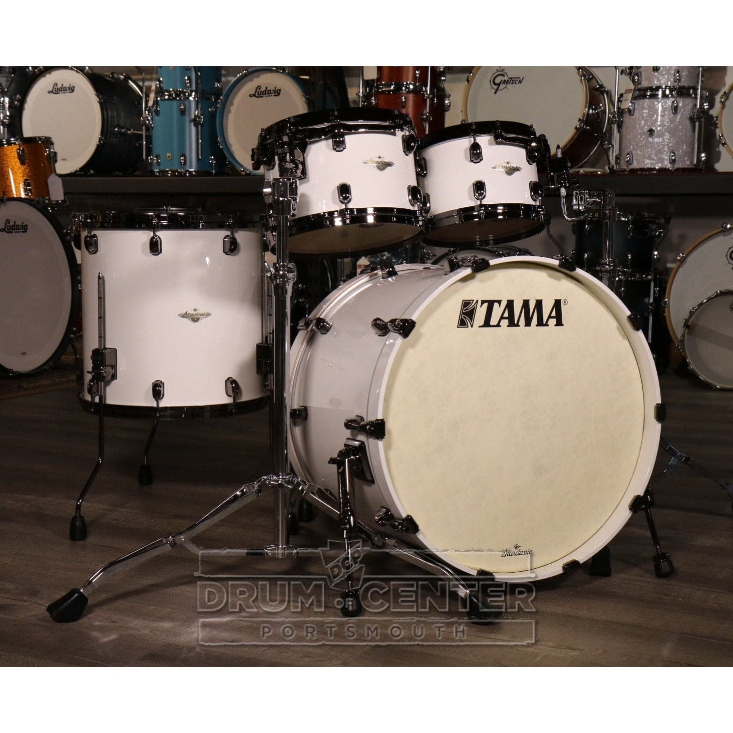 Tama Starclassic Maple 4pc Drum Set Piano White w/Black Nickel Hw