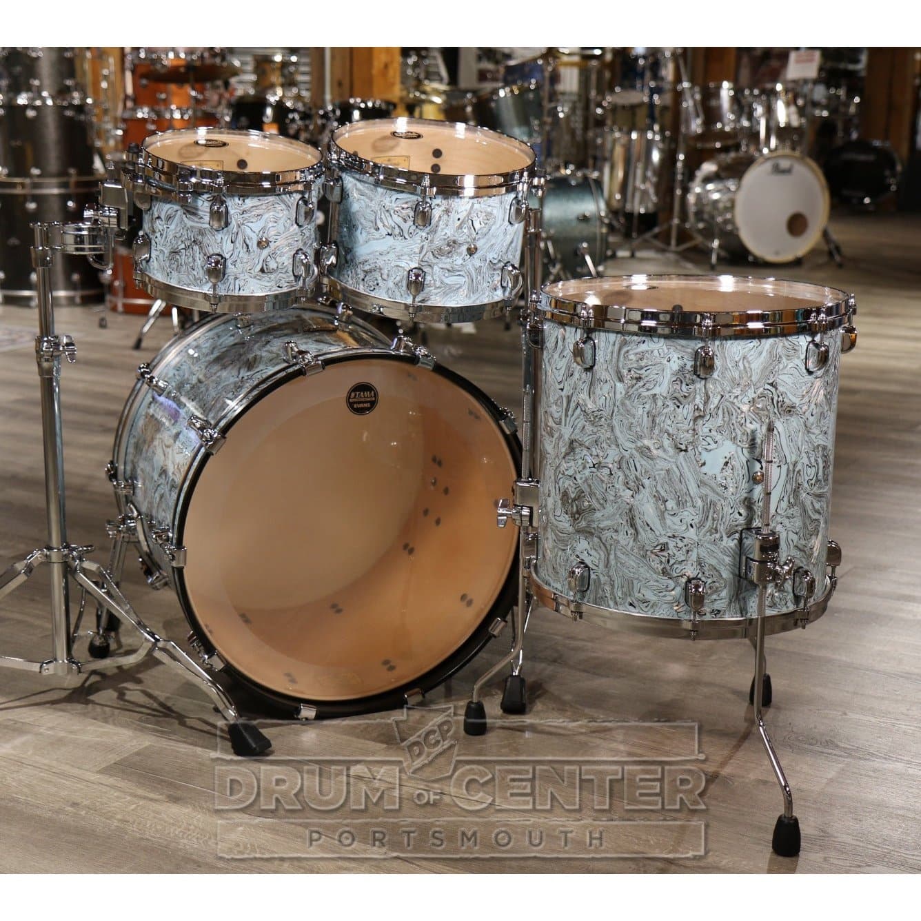 Tama Starclassic Maple 4pc Drum Set Sky Blue Swirl w/Chrome Hardware