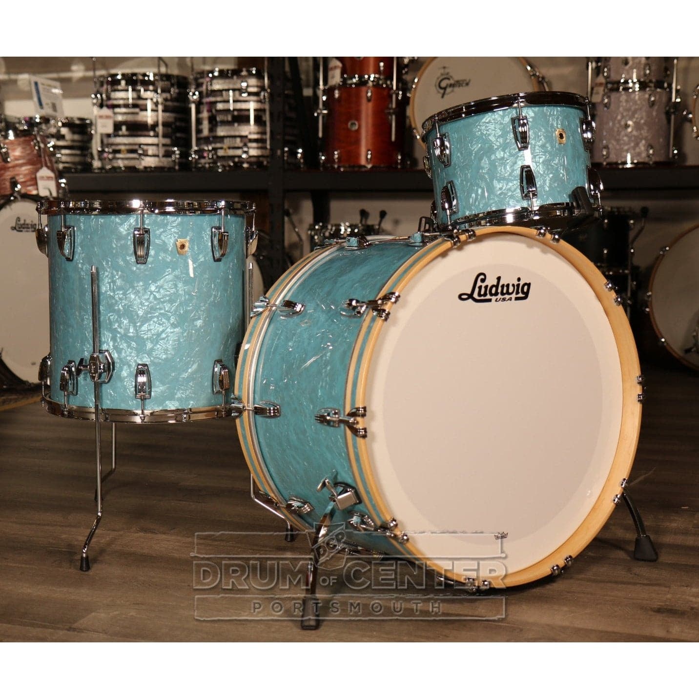 Ludwig Classic Maple 3pc Drum Set 22/13/16 Glacier Blue