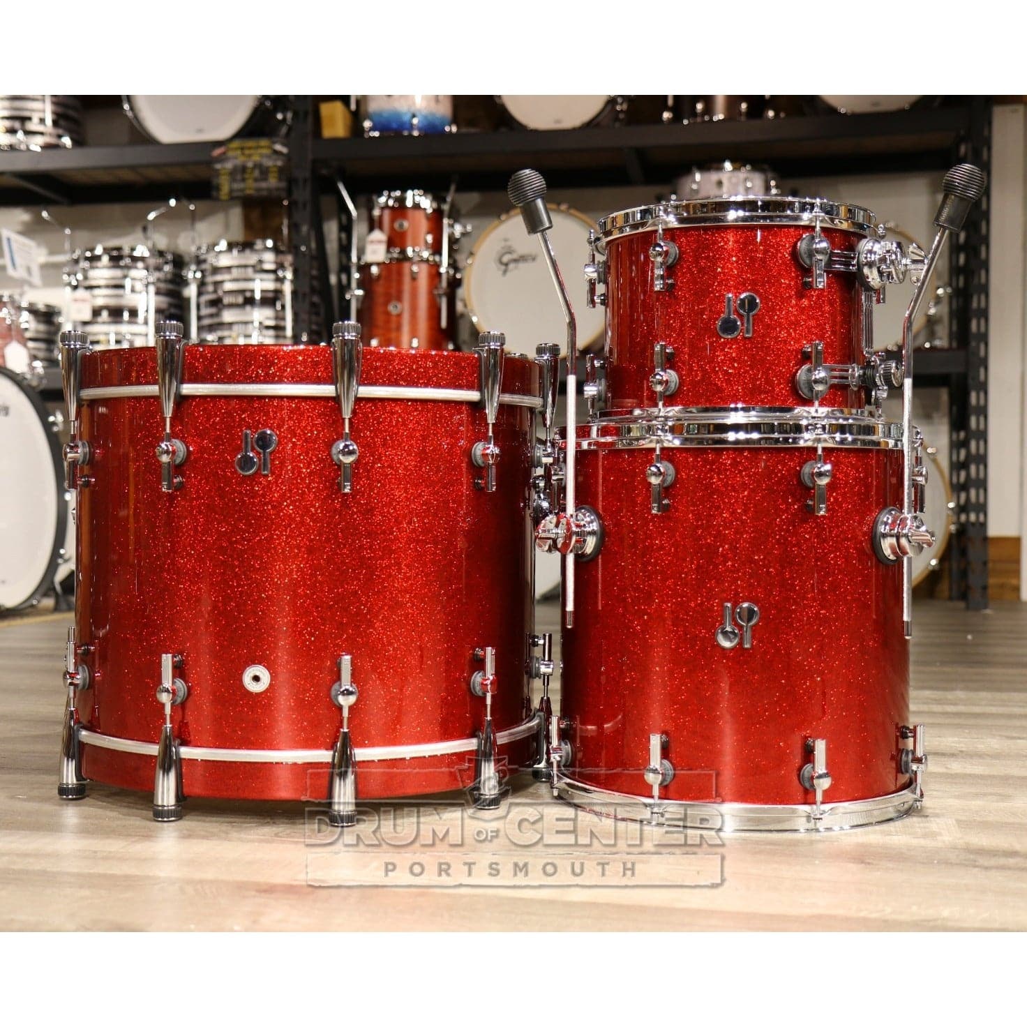 Sonor SQ2 3pc Medium Maple Drum Set - Red Sparkle High Gloss w/Fiery Red Interior