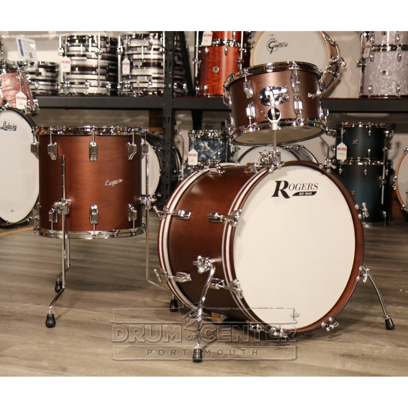 Rogers Cleveland 3pc Drum Set w/20BD Satin Dark Mahogany