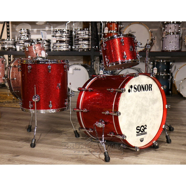 Sonor SQ2 3pc Medium Maple Drum Set - Red Sparkle High Gloss w/Fiery Red Interior