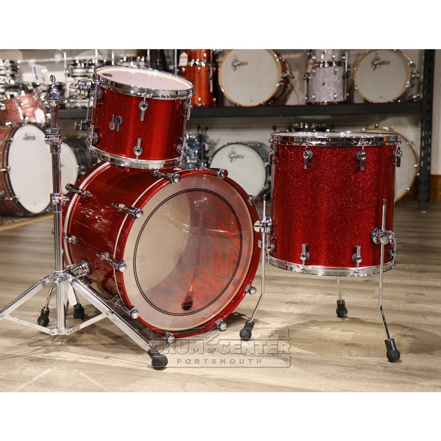 Sonor SQ2 3pc Medium Maple Drum Set - Red Sparkle High Gloss w/Fiery Red Interior