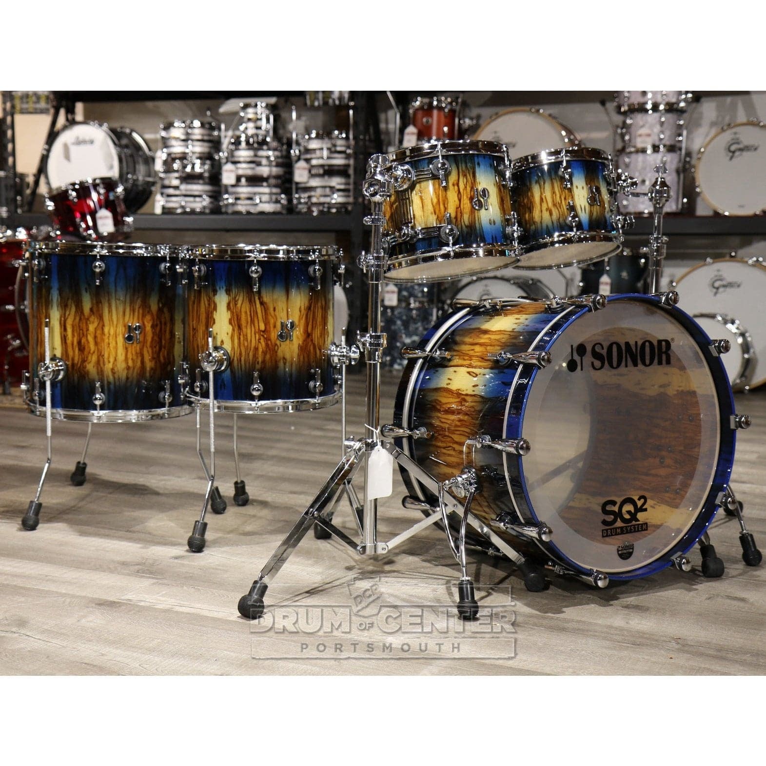 Sonor SQ2 Beech 5pc Drum Set Candy Blue Burst Over African Marble Gloss | 1029731-2