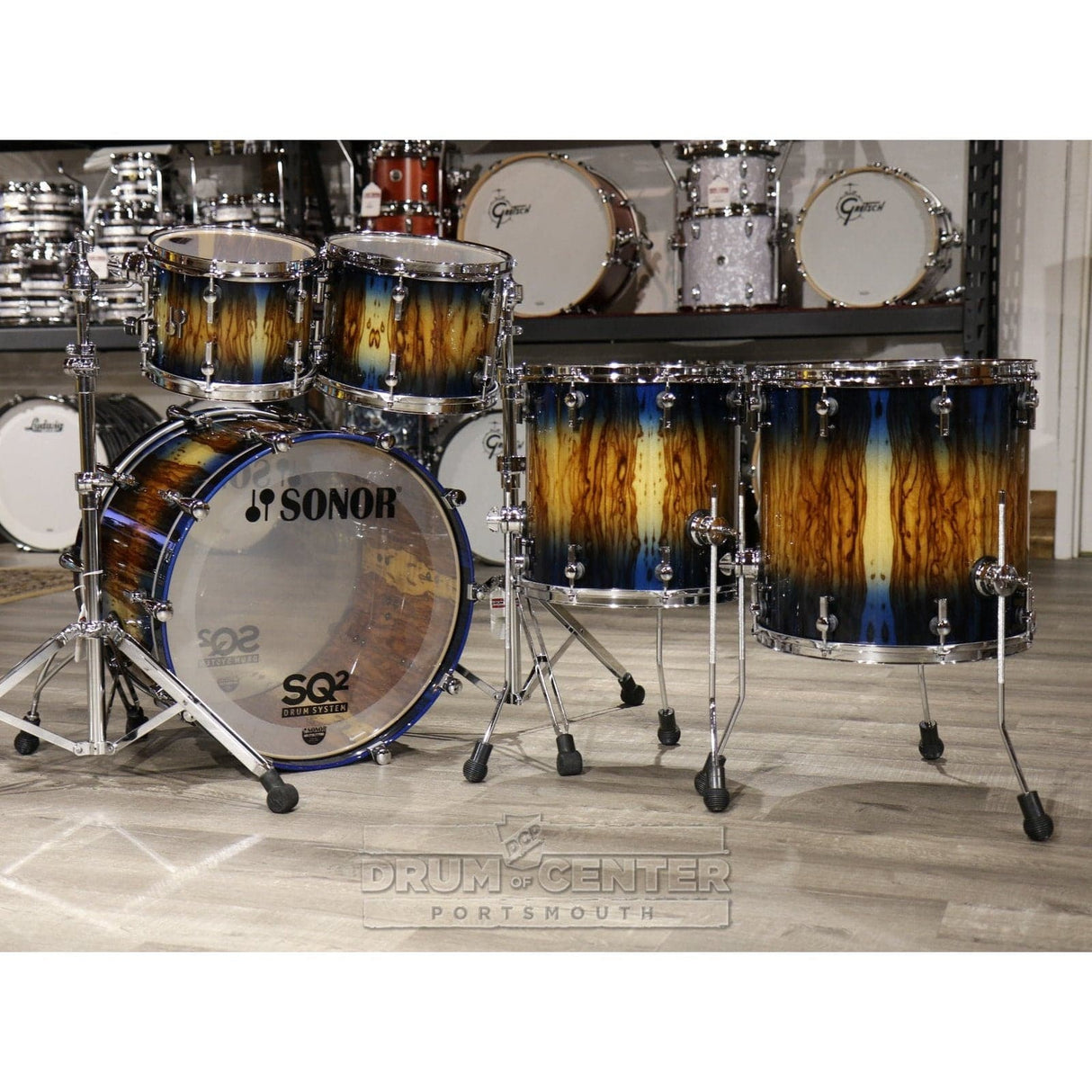 Sonor SQ2 Beech 5pc Drum Set Candy Blue Burst Over African Marble Gloss | 1029731-2