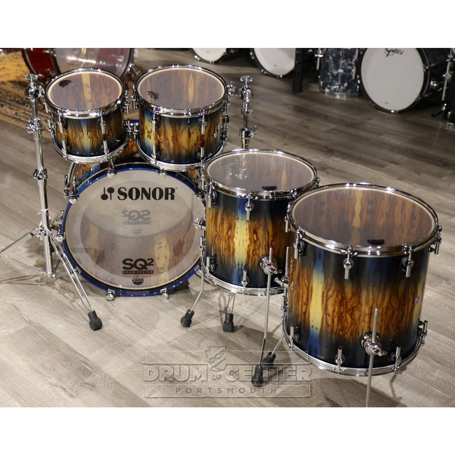 Sonor SQ2 Beech 5pc Drum Set Candy Blue Burst Over African Marble Gloss | 1029731-2