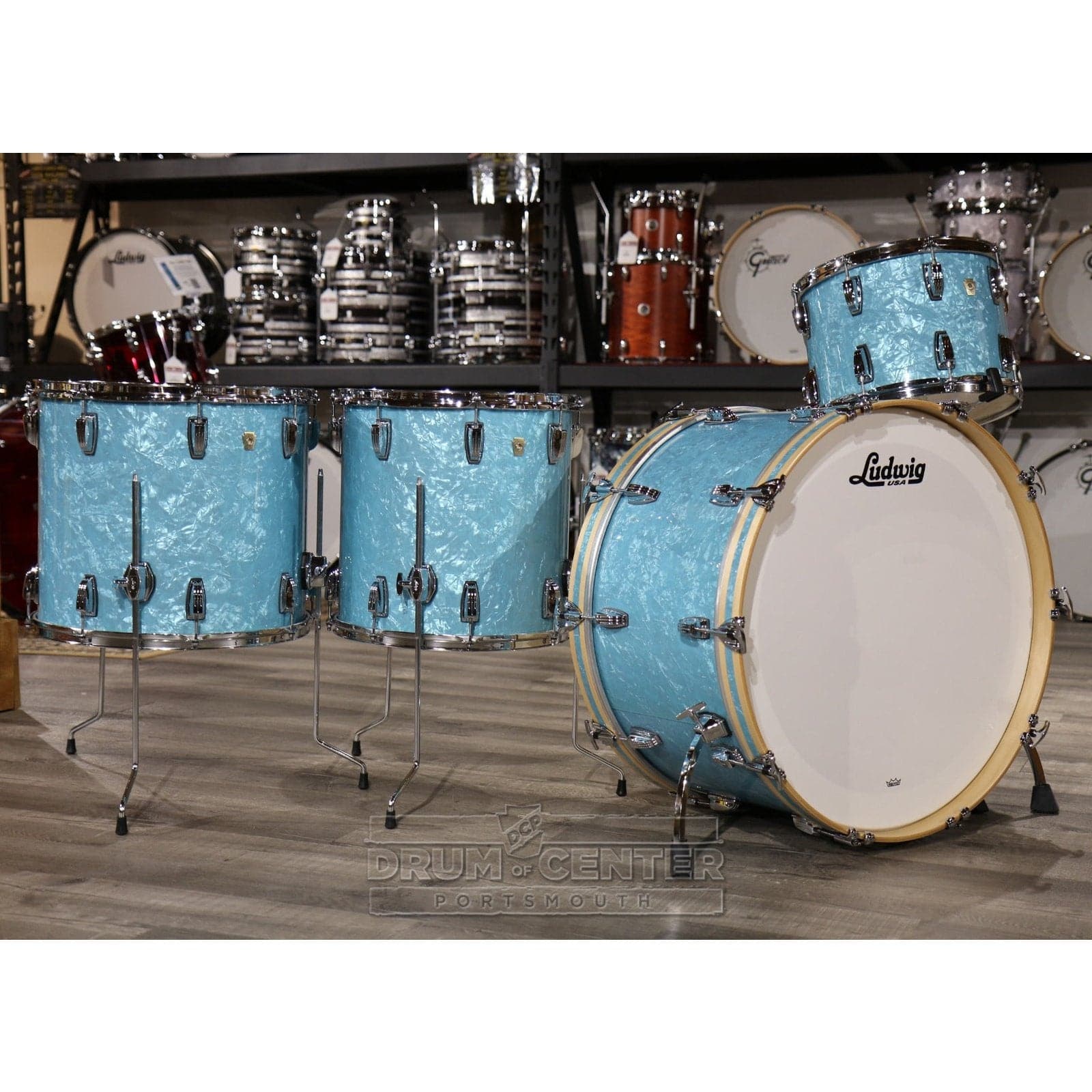 Ludwig Classic Maple 4pc Bonham Drum Set Glacier Blue Pearl