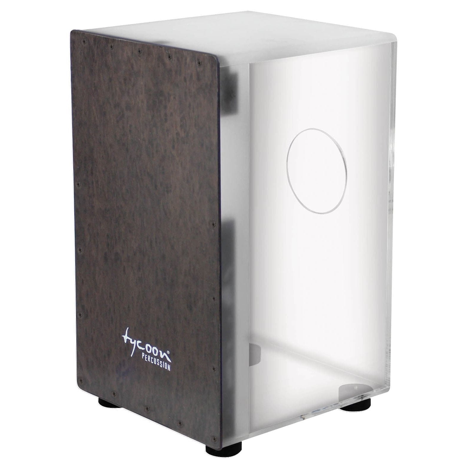 Tycoon 29 Series Clear Acrylic Cajon With Black Makah Burl Front Plate