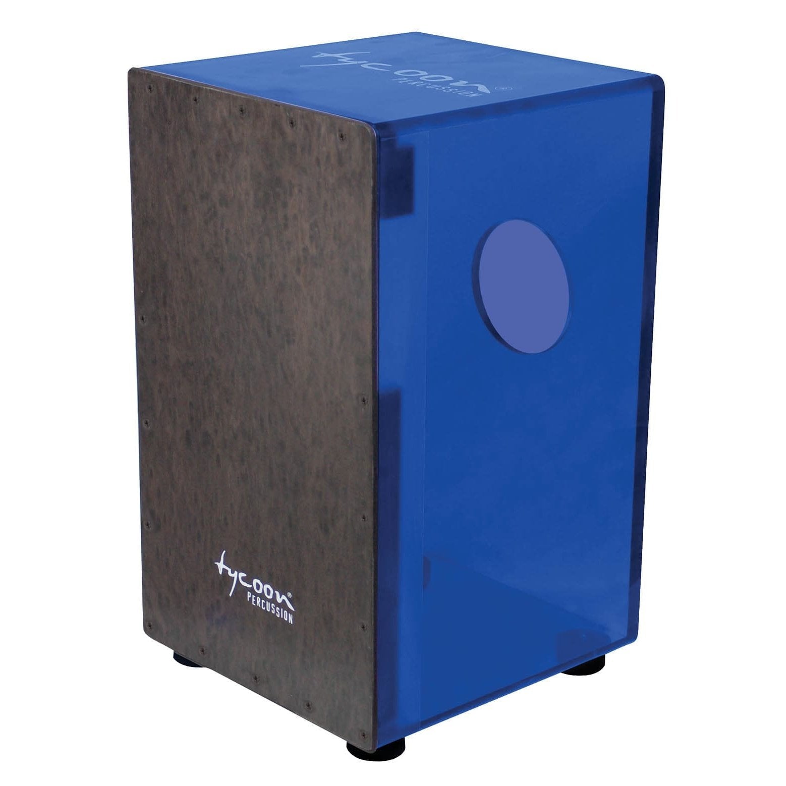 Tycoon 29 Series Royal Blue Acrylic Cajon With Black Makah Burl Front