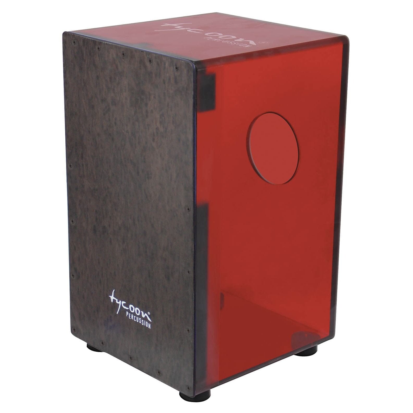 Tycoon 29 Series Cherry Red Acrylic Cajon w/Black Makah Burl Front
