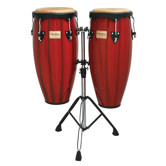 Tycoon Percussion 10 & 11 Congas Artist Hand Painted Series Brown Requinto Double Stand 2 Box Set