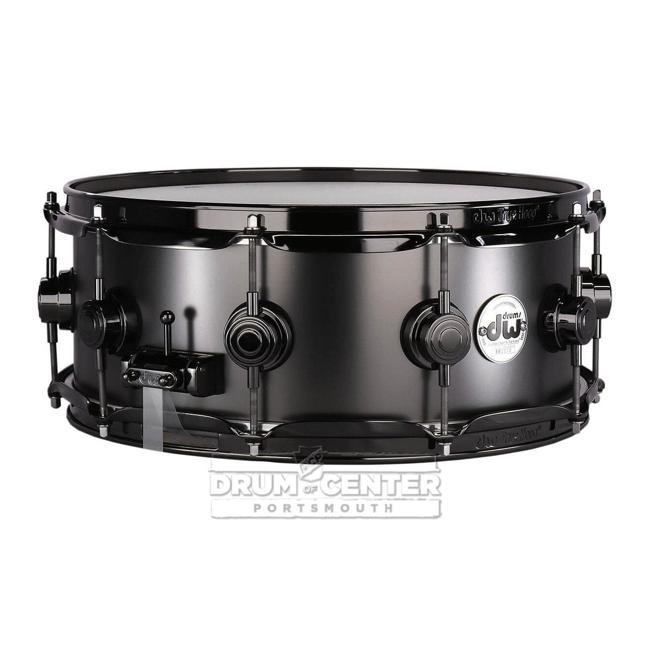 DW Collectors Series Satin Black Brass Snare Drum - 14x5.5 - Black Nickel Hardware