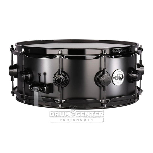 DW Collectors Series Satin Black Brass Snare Drum - 14x5.5 - Black Nickel Hardware