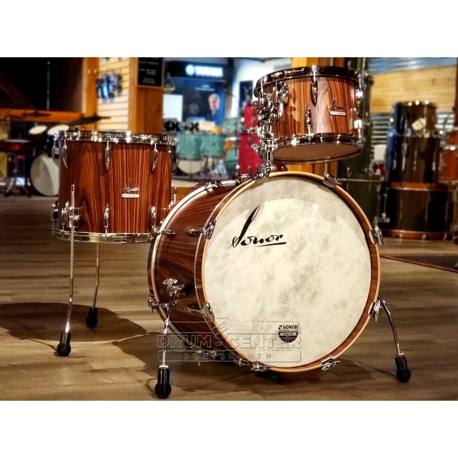 Sonor Vintage 3pc Drum Set w/Tom Arm Rosewood Semi Gloss
