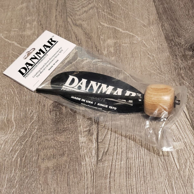 Danmar Clear Lacquer Hard Wood Bass Beater with Wildwood Grain, Black Shaft