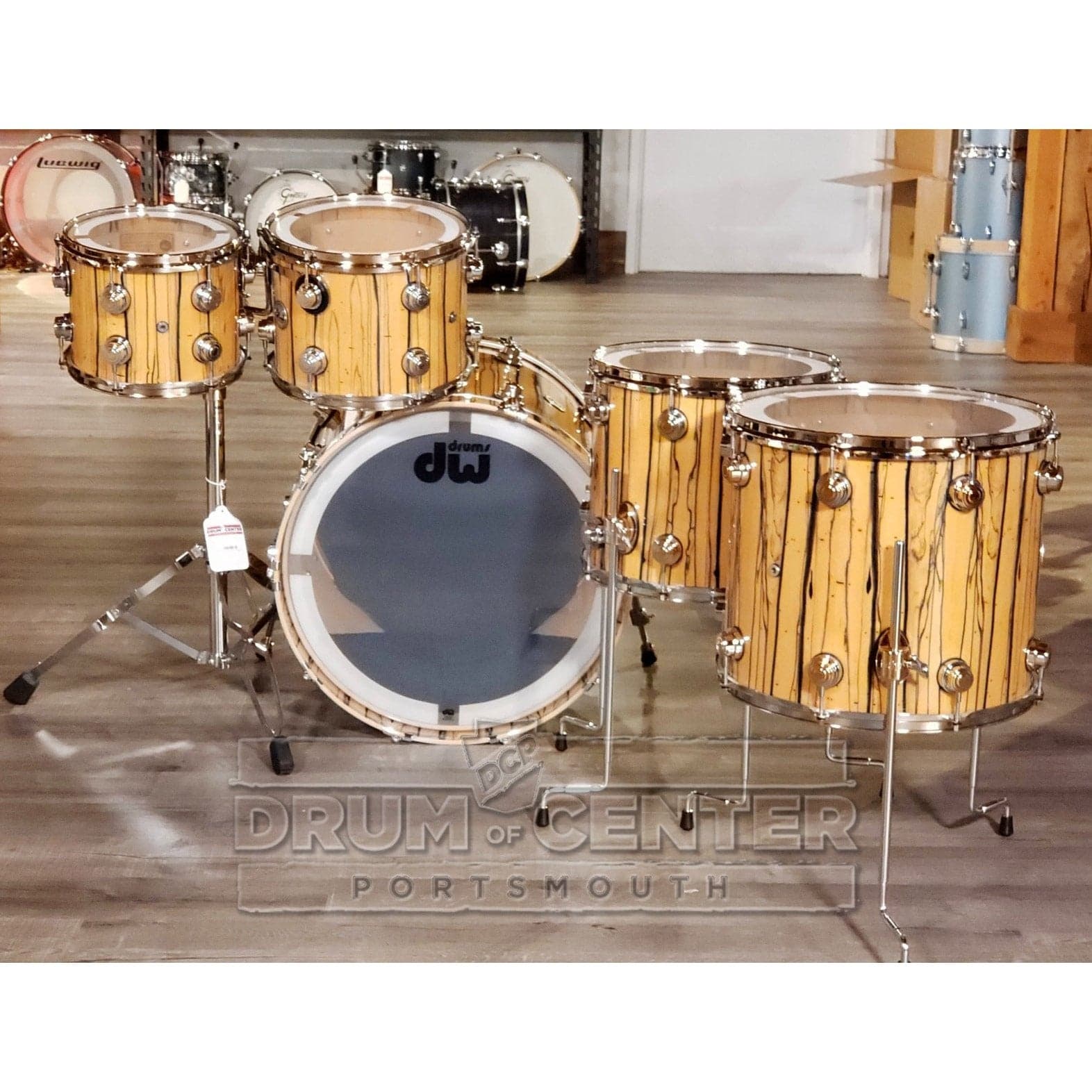 DW Collectors Series Exotic Pure Maple SSC 5pc Drum Set - Ivory Ebony
