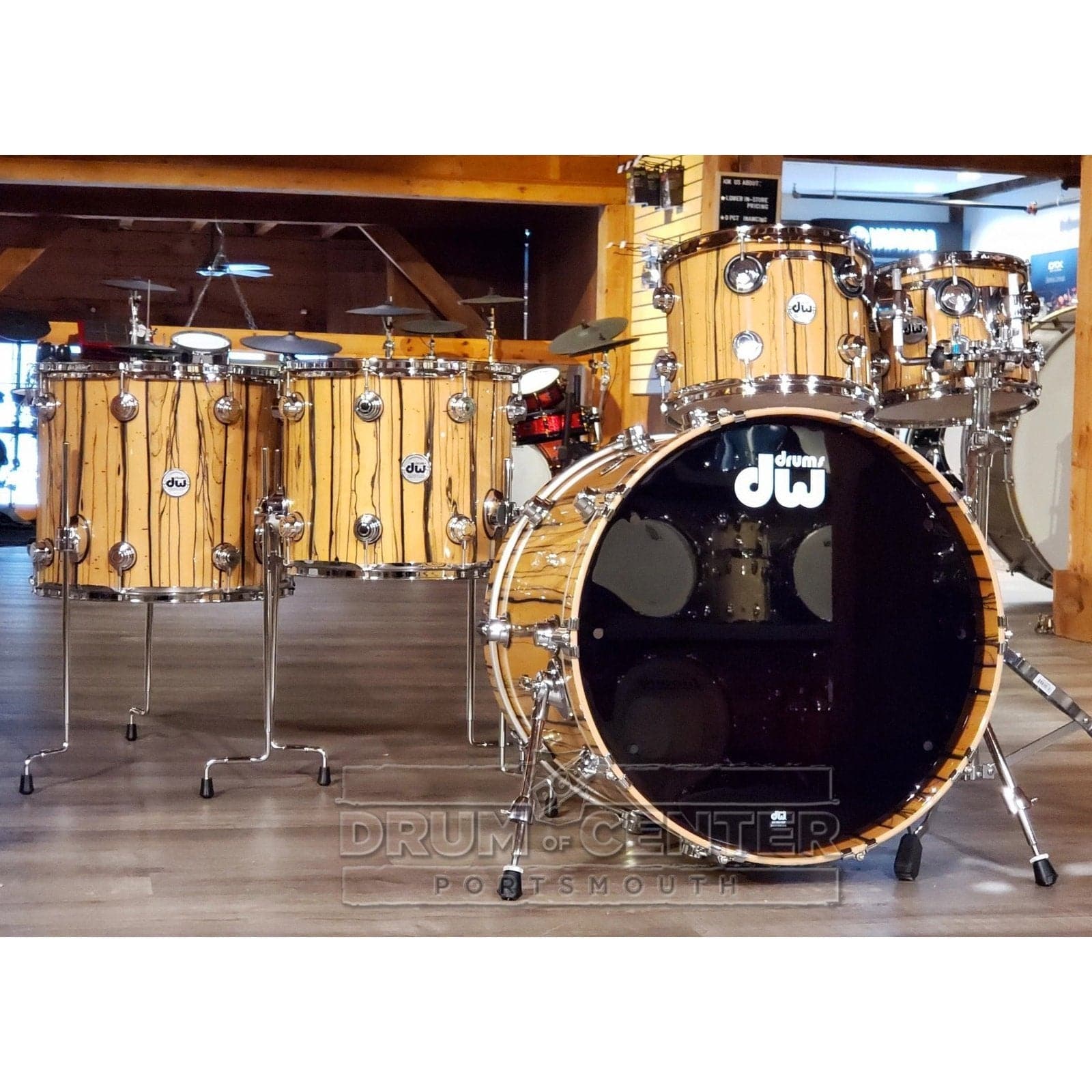 DW Collectors Series Exotic Pure Maple SSC 5pc Drum Set - Ivory Ebony