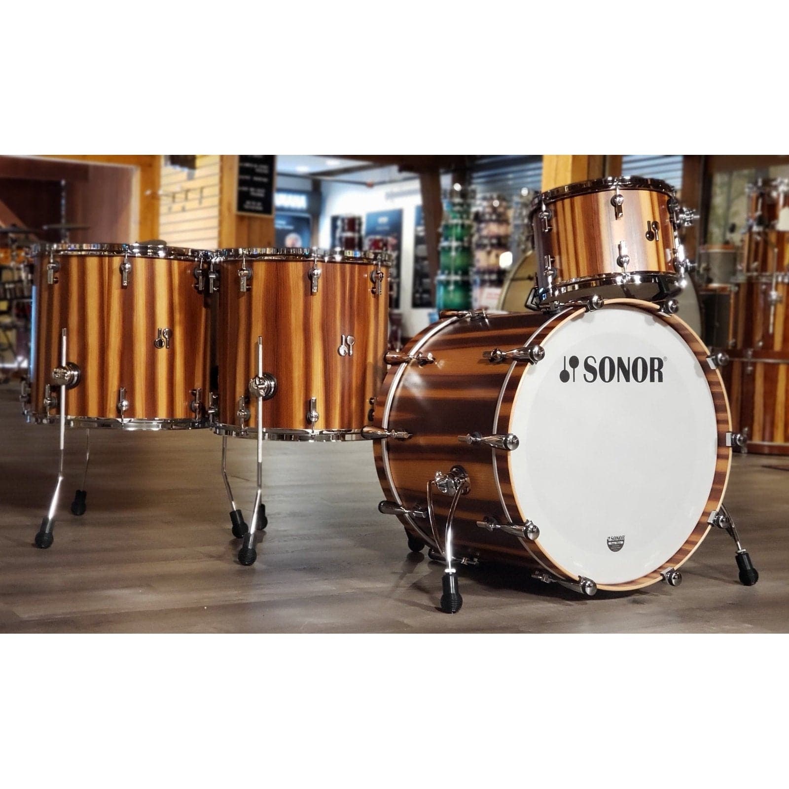 Sonor SQ2 4pc Heavy Beech Drum Set Smoked Larch Semi Gloss
