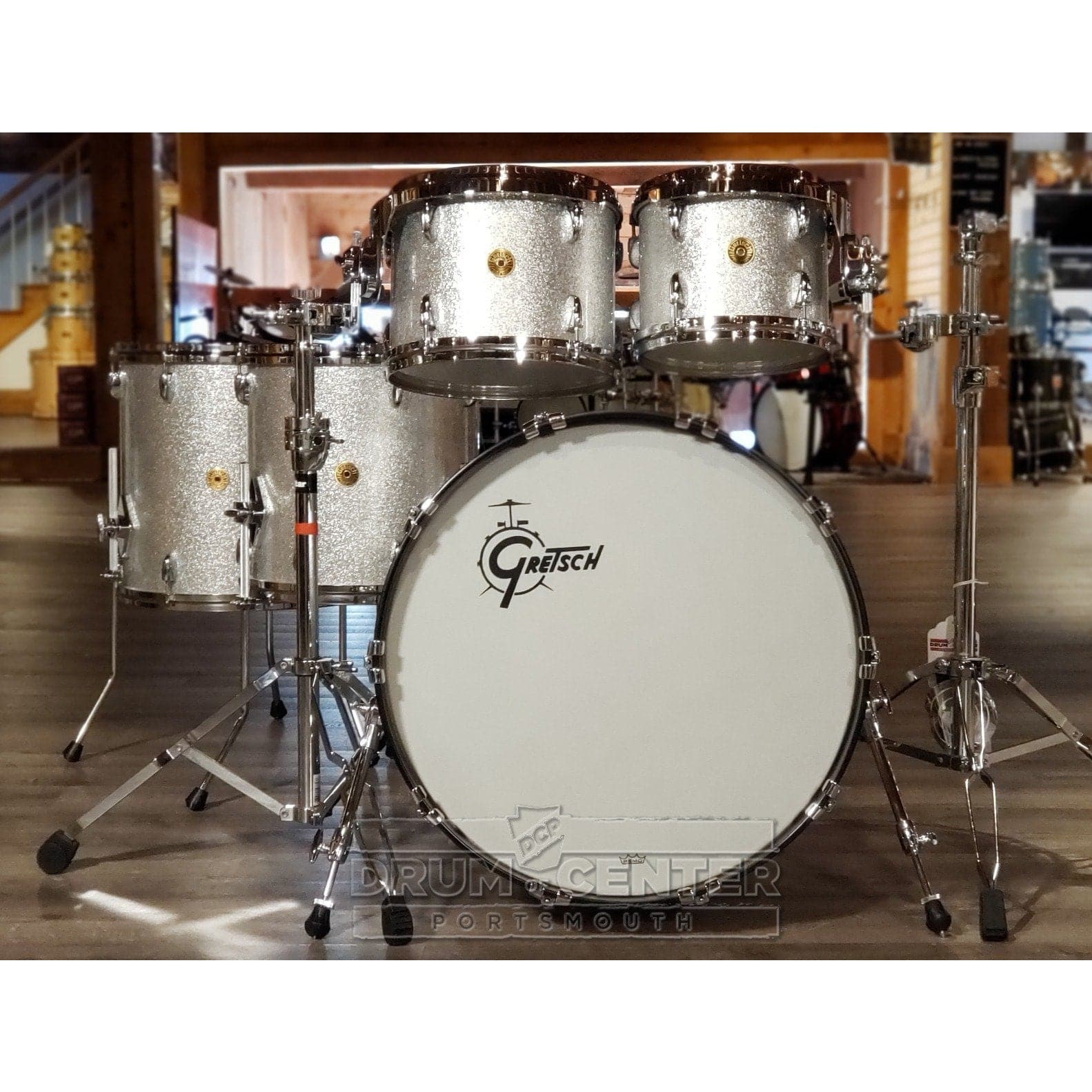 Gretsch USA Custom 5pc Drum Set Silver Sparkle