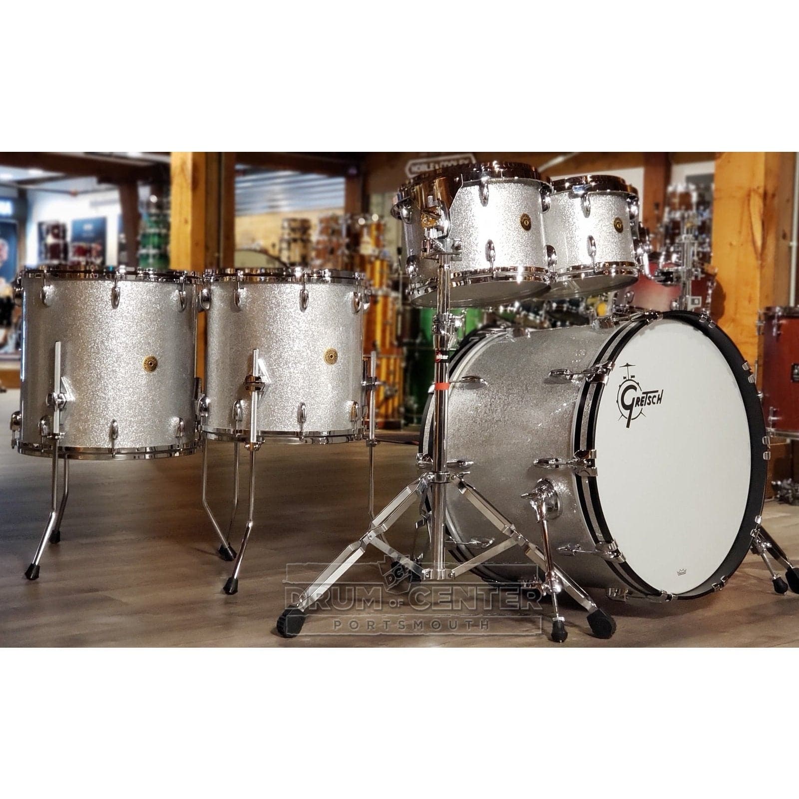 Gretsch USA Custom 5pc Drum Set Silver Sparkle