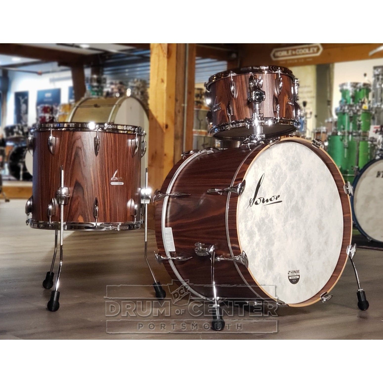 Sonor Vintage 3pc Drum Set w/Tom Arm Rosewood Semi Gloss