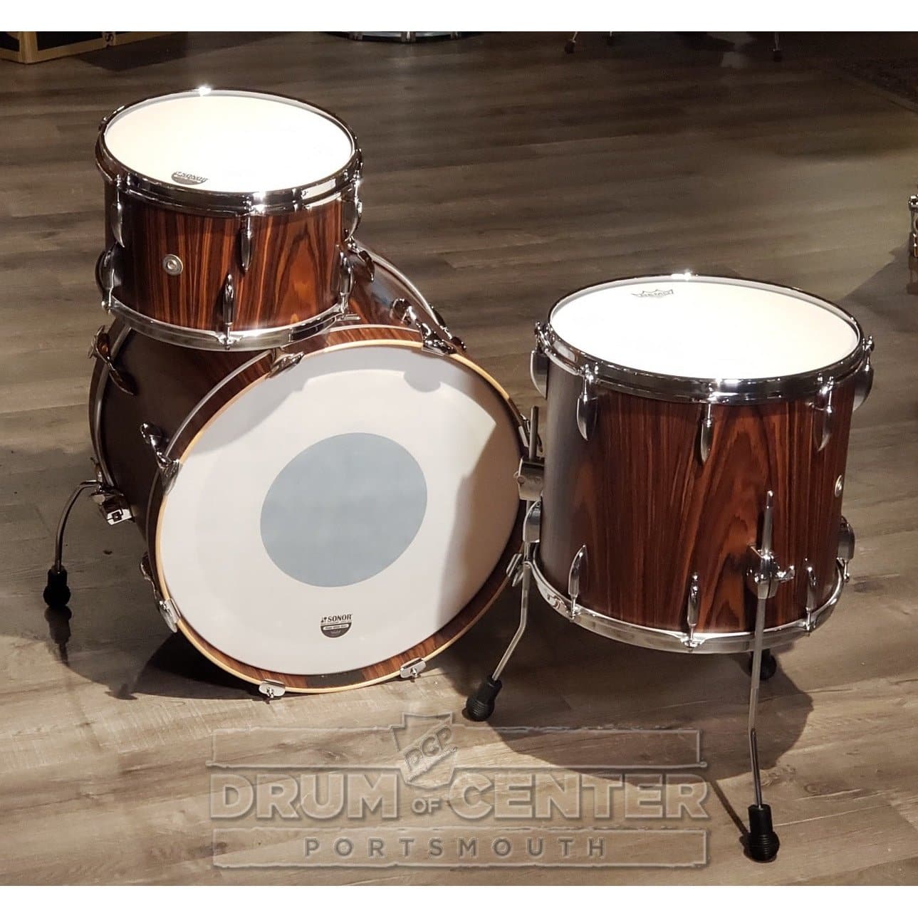 Sonor Vintage 3pc Drum Set w/Tom Arm Rosewood Semi Gloss