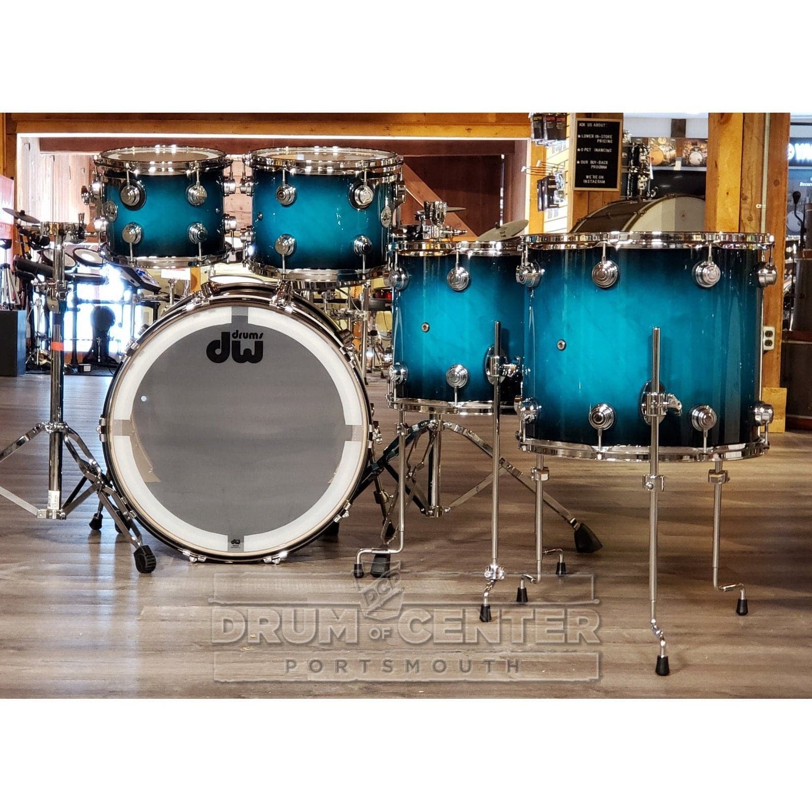 DW Collectors Pure Maple SSC 5pc Drum Set Regal Blue to Candy Black Burst